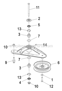Deck Idler Assembly Diagram and Parts List for LZAS20BV484 (790000-849999)(2009) Exmark Lawn Mower