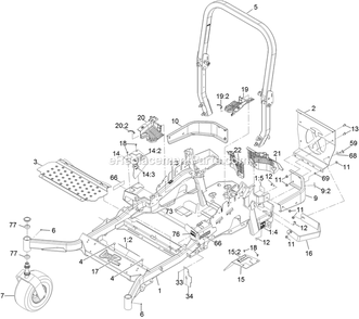 Main Frame Assembly Diagram and Parts List for LZX940EKC606 (314000000-314999999)(2014) Exmark Lawn Mower