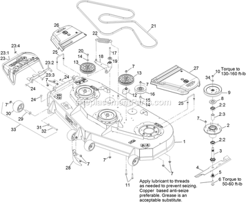 Deck Assembly Diagram and Parts List for VTS740EKC604 (314000000-314999999)(2014) Exmark Lawn Mower