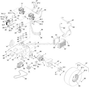 Ground Drive Assembly Diagram and Parts List for VTS740PKC52400 (402082300-404314158)(2018) Exmark Lawn Mower