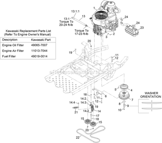 Engine Assembly Diagram and Parts List for PNS651KA483 (314000000-314999999)(2014) Exmark Lawn Mower