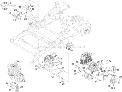 Park Brake Assembly Diagram and Parts List for LZE751GKA604C1 (408644346-999999999)(2021) Exmark Lawn Mower