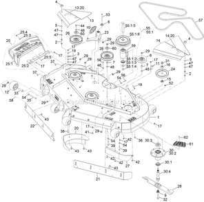 Deck Assembly Diagram and Parts List for LZS902DKU605A1 (400000000-402082299)(2017) Exmark Lawn Mower