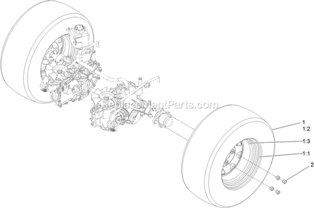 Rear Tire Assembly Diagram and Parts List for RAS708GEM483C3 (402082300-404314158)(2018) Exmark Lawn Mower
