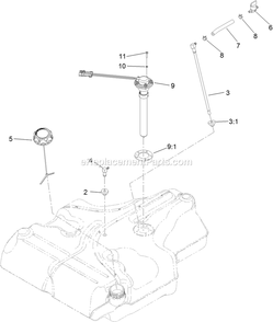 Fuel Tank Assembly Diagram and Parts List for LZE730KA604 (313000000-313999999)(2013) Exmark Lawn Mower