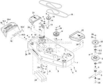 Deck Assembly Diagram and Parts List for VTX651GKA48400 (400000000-499999999)(2017) Exmark Lawn Mower
