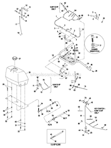 Ecs Upper Handles And Controls Diagram and Parts List for M14815KC (320000-369999)(2002) Exmark Lawn Mower