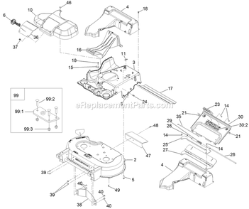 Deck, Frame, And Chute Assembly Diagram and Parts List for ECS180CKA30000 (404314159-406294344)(2019) Exmark Lawn Mower