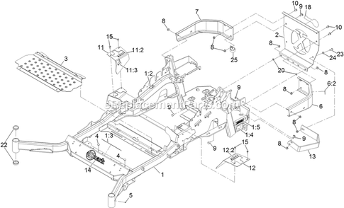 Main Frame Assembly Diagram and Parts List for LZX980EKC726W0 (404314159-406294344)(2019) Exmark Lawn Mower