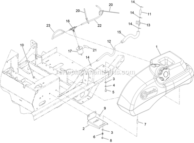 Fuel Tank Assembly (1) Diagram and Parts List for PNE651KA482 (314000000-314999999)(2014) Exmark Lawn Mower