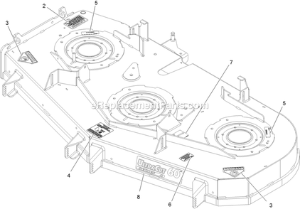 Deck With Decals Assembly Diagram and Parts List for PNS740KC604 (314000000-314999999)(2014) Exmark Lawn Mower