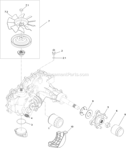 Lh Transaxle Assembly Diagram and Parts List for RAE708GEM52300 (406294345-408644345)(2020) Exmark Lawn Mower
