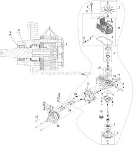 Lh Hydro Assembly Diagram and Parts List for LZS801GKA524A2 (411294212-999999999)(2022) Exmark Lawn Mower