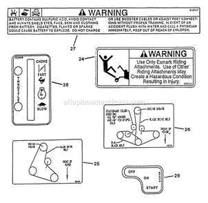 Decals (Part 2) Diagram and Parts List for M36-14K-5E (115000-129999)(1996) Exmark Lawn Mower