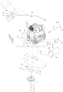 Engine Assembly Diagram and Parts List for LZE751CKA604A1 (406294345-408644345)(2020) Exmark Lawn Mower