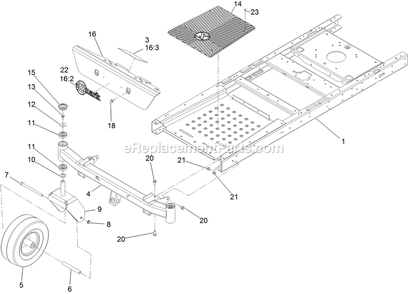 Main Frame And Front Axle Assembly Diagram and Parts List for QTS708GEM50200 (316000000-399999999)(2016) Exmark Lawn Mower