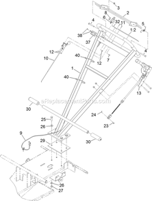 Handle Assembly Diagram and Parts List for SG390HN (312000000-312999999)(2012) Exmark Lawn Tractor Accessories