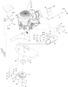 Engine Assembly Diagram and Parts List for LZX940EKC60RW0 (402082300-404314158)(2018) Exmark Lawn Mower