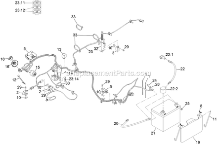 Electrical Assembly Diagram and Parts List for NVS740CKC42000 (404314159-406294344)(2019) Exmark Lawn Mower