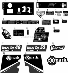 Decal Group Diagram and Parts List for VT24KAS484 (850000-919999)(2010) Exmark Lawn Mower