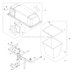 Hood And Bag Assembly Diagram and Parts List for LCTUV52 (600000-669999)(2006) Exmark Lawn Tractor Accessories