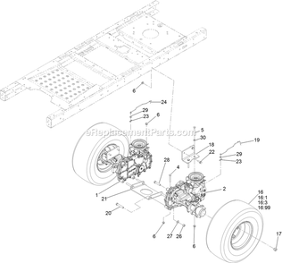 Hydro Transaxle Drive And Rear Wheel Assembly Diagram and Parts List for QTE708GEM42100 (315000000-315999999)(2015) Exmark Lawn Mower