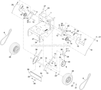 Engine Deck With Transmission (1) Diagram and Parts List for MGS481CKA48300 (316000000-399999999)(2016) Exmark Lawn Mower