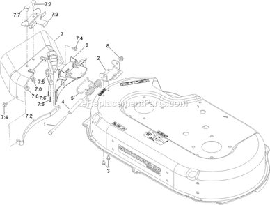 Side Discharge Chute Assembly Diagram and Parts List for ECS180CKA30000 (406294345-408644345)(2020) Exmark Lawn Mower