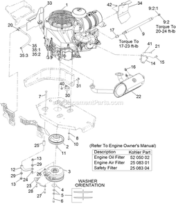 Engine Assembly Diagram and Parts List for LZX940EKC606 (314000000-314999999)(2014) Exmark Lawn Mower