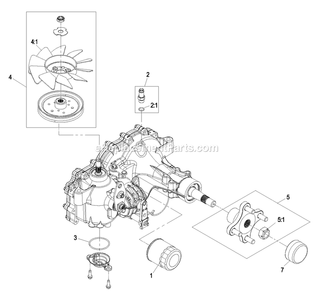 Transaxle Assembly Diagram and Parts List for QSP20BV443 (850000-919999)(2010) Exmark Lawn Mower