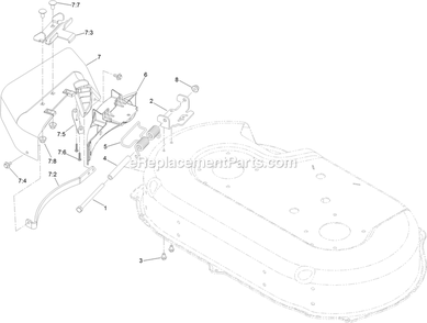 Side Discharge Chute Assembly Diagram and Parts List for ECX200CKC30000 (406294345-408644345)(2020) Exmark Lawn Mower