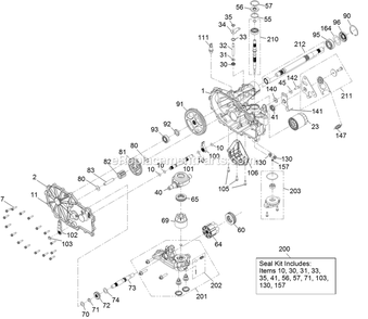 Lh Transaxle Diagram and Parts List for SAR481KA30 (314000000-314999999)(2014) Exmark Aerator