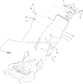 Handle Assembly Diagram and Parts List for ECS180CKA30000 (406294345-408644345)(2020) Exmark Lawn Mower