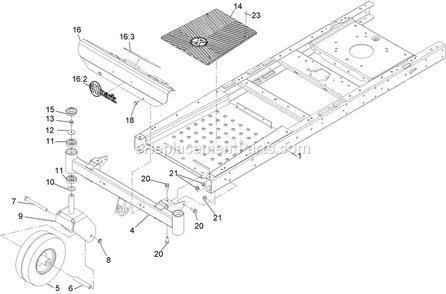Main Frame Assembly Diagram and Parts List for QTS452CEM34200 (316000000-399999999)(2016) Exmark Lawn Mower