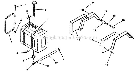 Fuel Group And Fenders Diagram and Parts List for TT-17K 70000-79999 Exmark Lawn Mower