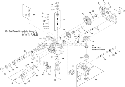 Rh Transaxle Assembly Diagram and Parts List for ARX481CKA30000 (316000000-399999999)(2016) Exmark Aerator