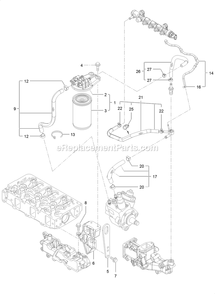 Fuel Line Assembly Diagram and Parts List for LZS88CDYM96RW0 (402082300-404314158)(2018) Exmark Lawn Mower