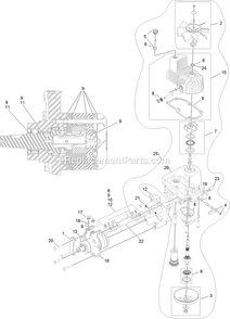 Rh Hydro Assembly Diagram and Parts List for LZE742GKC604A3 (404314159-406294344)(2019) Exmark Lawn Mower
