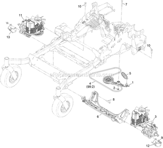 Hydraulic Assembly Diagram and Parts List for LZS749EKC72RS (314000000-314999999)(2014) Exmark Lawn Mower