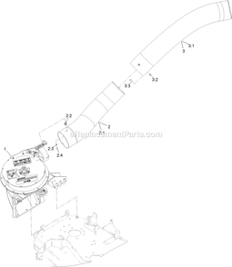 Blower Assembly (1) Diagram and Parts List for 126-6122 (402082300-404314158)(2018) Exmark Lawn Tractor Accessories