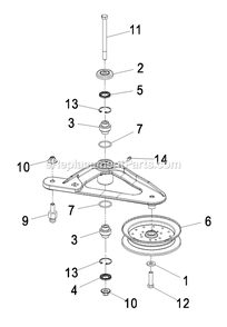 Deck Idler Assembly Diagram and Parts List for LZZ29KCE606 (850000-919999)(2010) Exmark Lawn Mower