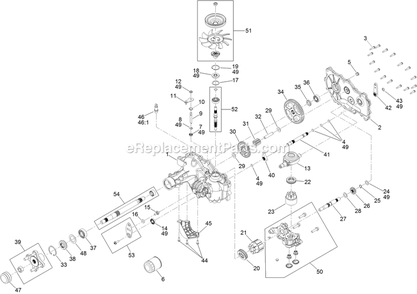 Lh Transaxle Assembly Diagram and Parts List for QTS708GEM50200 (316000000-399999999)(2016) Exmark Lawn Mower