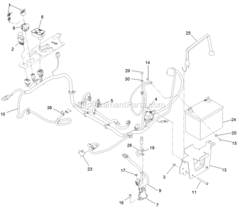 Electrical Assembly Diagram and Parts List for RAE702GEM44300 (406294345-408644345)(2020) Exmark Lawn Mower
