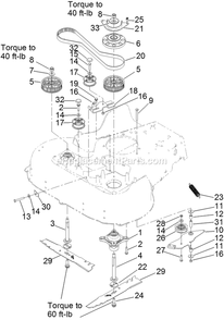 Spindle And Blade Assembly Diagram and Parts List for ECKA30 (313000000-313999999)(2013) Exmark Lawn Mower