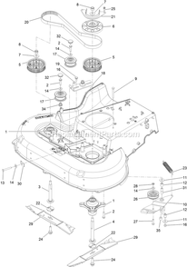 Spindle And Blade Assembly Diagram and Parts List for ECS180CKA30000 (316000000-399999999)(2016) Exmark Lawn Mower