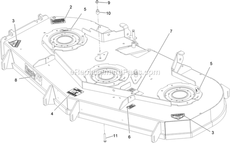 Deck With Decals Assembly Diagram and Parts List for LZS801PKA724 (312000000-312999999)(2012) Exmark Lawn Mower