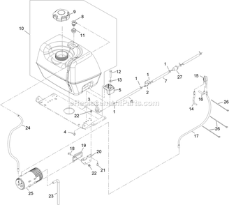 Fuel Tank Assembly Diagram and Parts List for TTS16KA483CA (920000-999999)(2011) Exmark Lawn Mower
