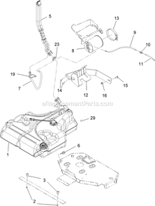 Fuel Tank Mounting Assembly Diagram and Parts List for LZX38KC606CA (920000-999999)(2011) Exmark Lawn Mower