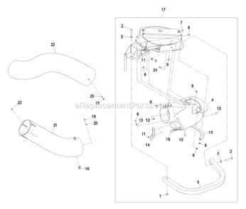 Blower Assembly (2) Diagram and Parts List for LHPUVD4448 (440000-509999)(2004) Exmark Lawn Tractor Accessories