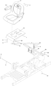 Seat Assembly Diagram and Parts List for QTE708GEM42100 (315000000-315999999)(2015) Exmark Lawn Mower